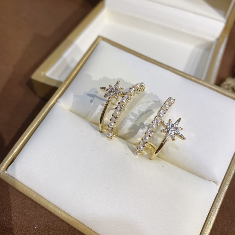 Bông Tai Mạ Bạc 925 Đính Đá Zircon Lục Giác Thời Trang Cho Nữ