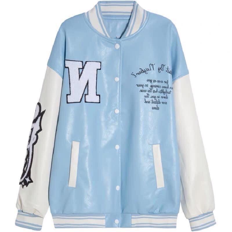 VARSITY JACKET LEATHER - ÁO KHOÁC DA THÊU CHỮ N