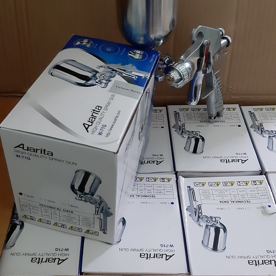 Súng phun sơn Auarita W71 cao cấp đầu béc 1.3mm, bầu 400ml