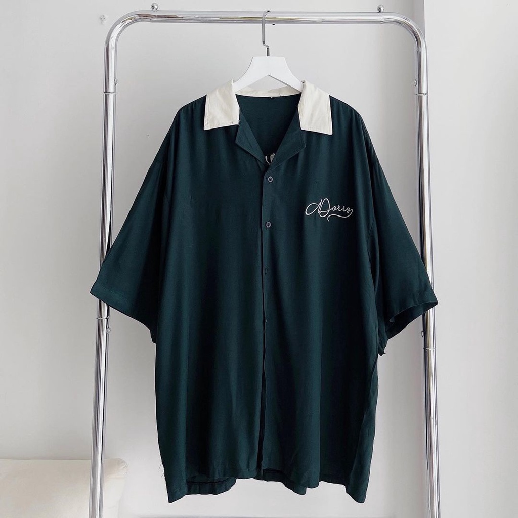 Áo Sơ Mi Thêu DORIS Tay Lỡ Form Rộng / 2 Màu / Unisex