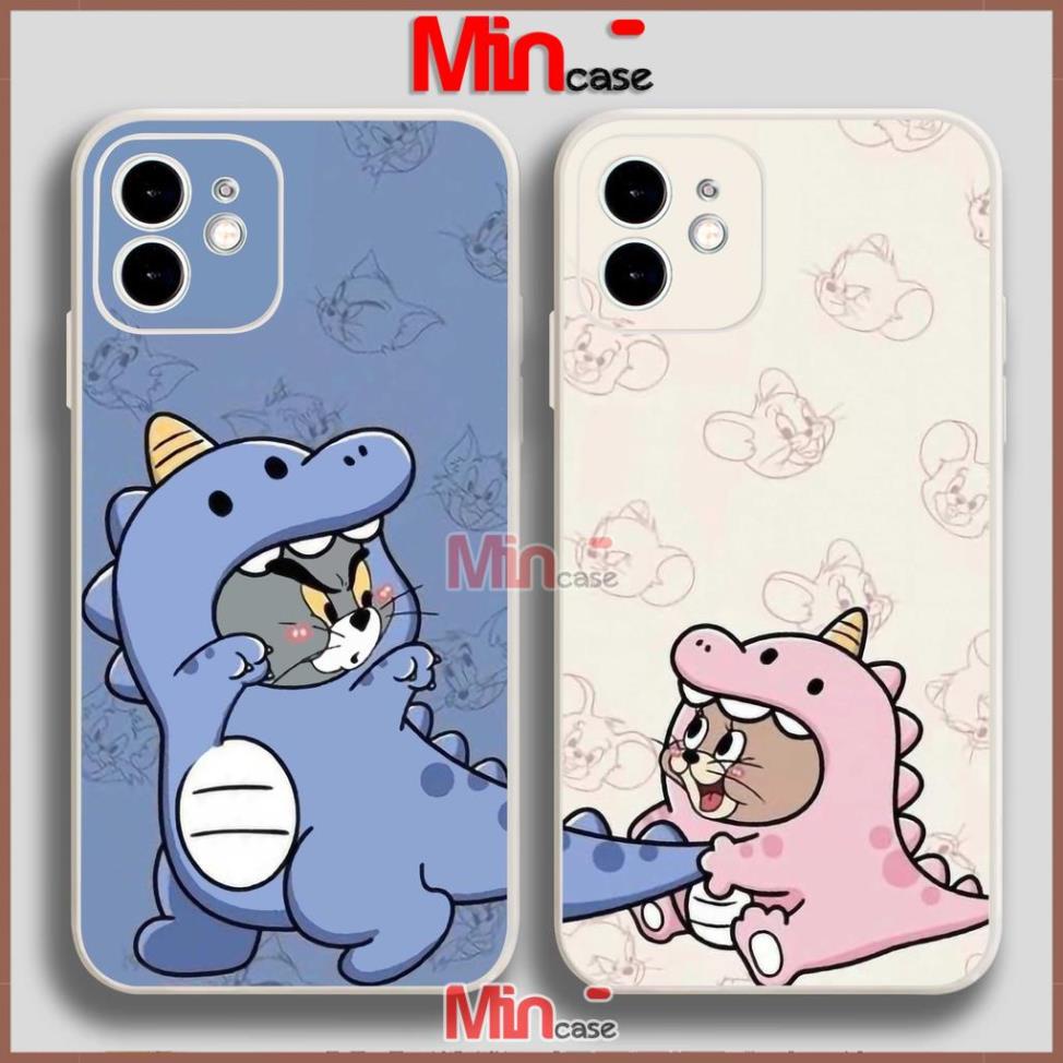 Ốp lưng iphone 6/6s/7/8/X/XS/Xr/11/12/13 Pro Plus Max Cạnh viền vuông silicon mềm dẻo hình tom jerry cute dễ thương đẹp