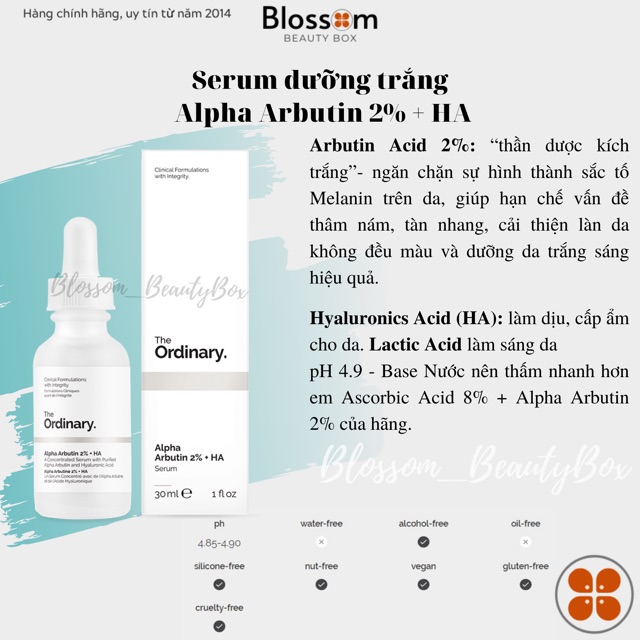 Serum Ascorbic acid 8% + Alpha Arbutin 2% dưỡng trắng, mờ thâm mụn, nám da The Ordinary