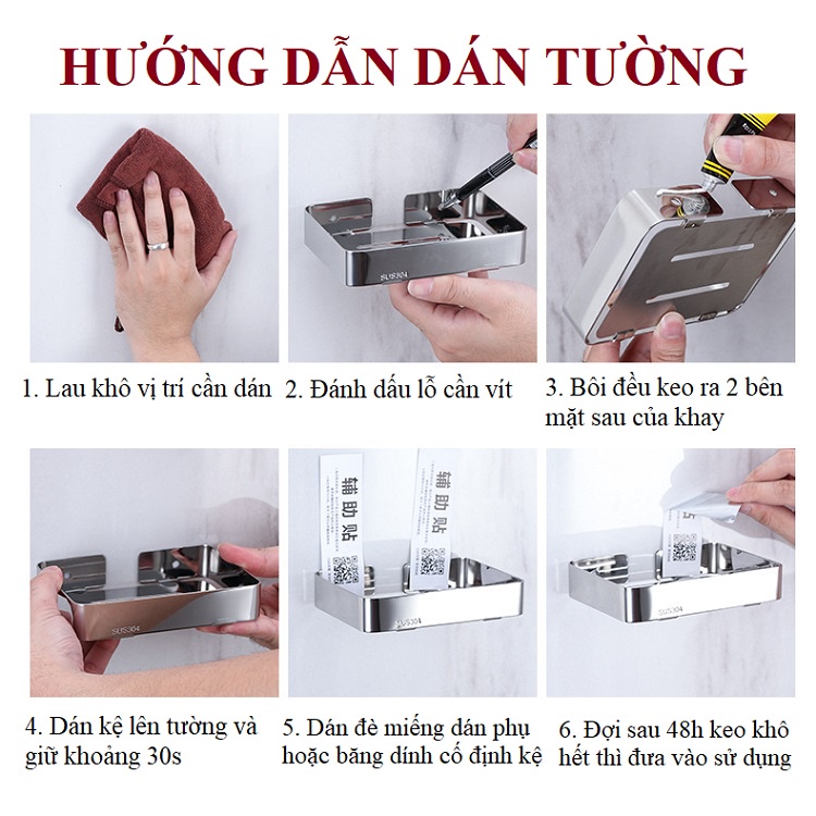 Kệ để Xà bông, xà phòng tắm Inox 304 khung Chữ Nhật Latimax KXB02 tặng kèm Keo dán tường chuyên dụng siêu dính