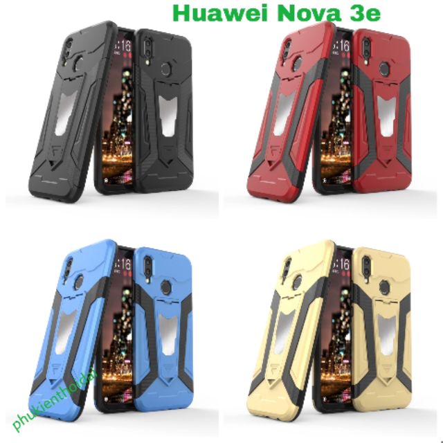 Ốp lưng Huawei Nova 3e Iron Man Pro cao cấp mẫu mới giá đỡ xem phim
