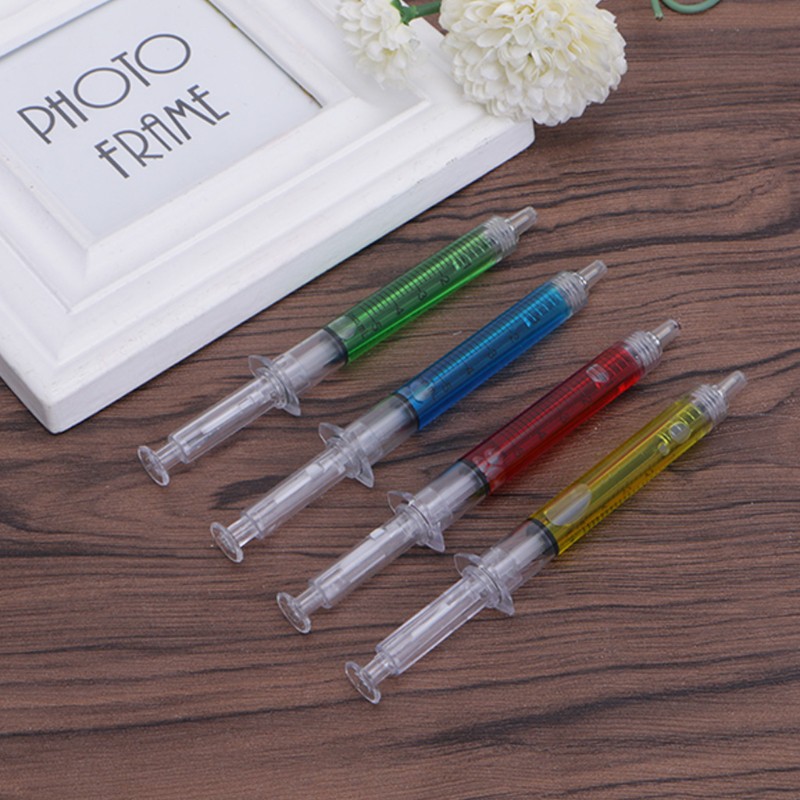 Set 4 Bút Bi Mực Đen Hình Ống Tiêm Độc Đáo