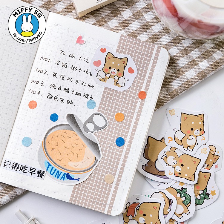 Bộ 45 sticker Nhật ShibaInu cho planner/bullet journal