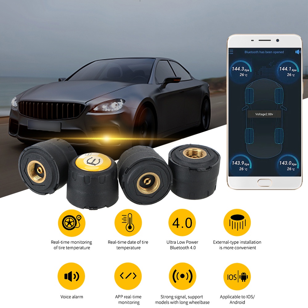 Cảm Biến Áp Suất Lốp Xe Kết Nối Bluetooth 4.0 5.0 Cho Android iOS BLE TPMS