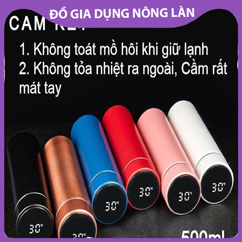 Bình giữ nhiệt hiển thị nhiệt độ cao cấp 500ml, bình giữ nhiệt inox 304 NL Shop