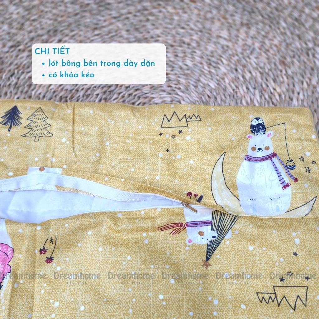 Vỏ gối 50x70cm Cotton Hàn DREAMHOME trần bông mỏng đẹp, đanh mát, có khóa kéo tiện lợi (1 cái)