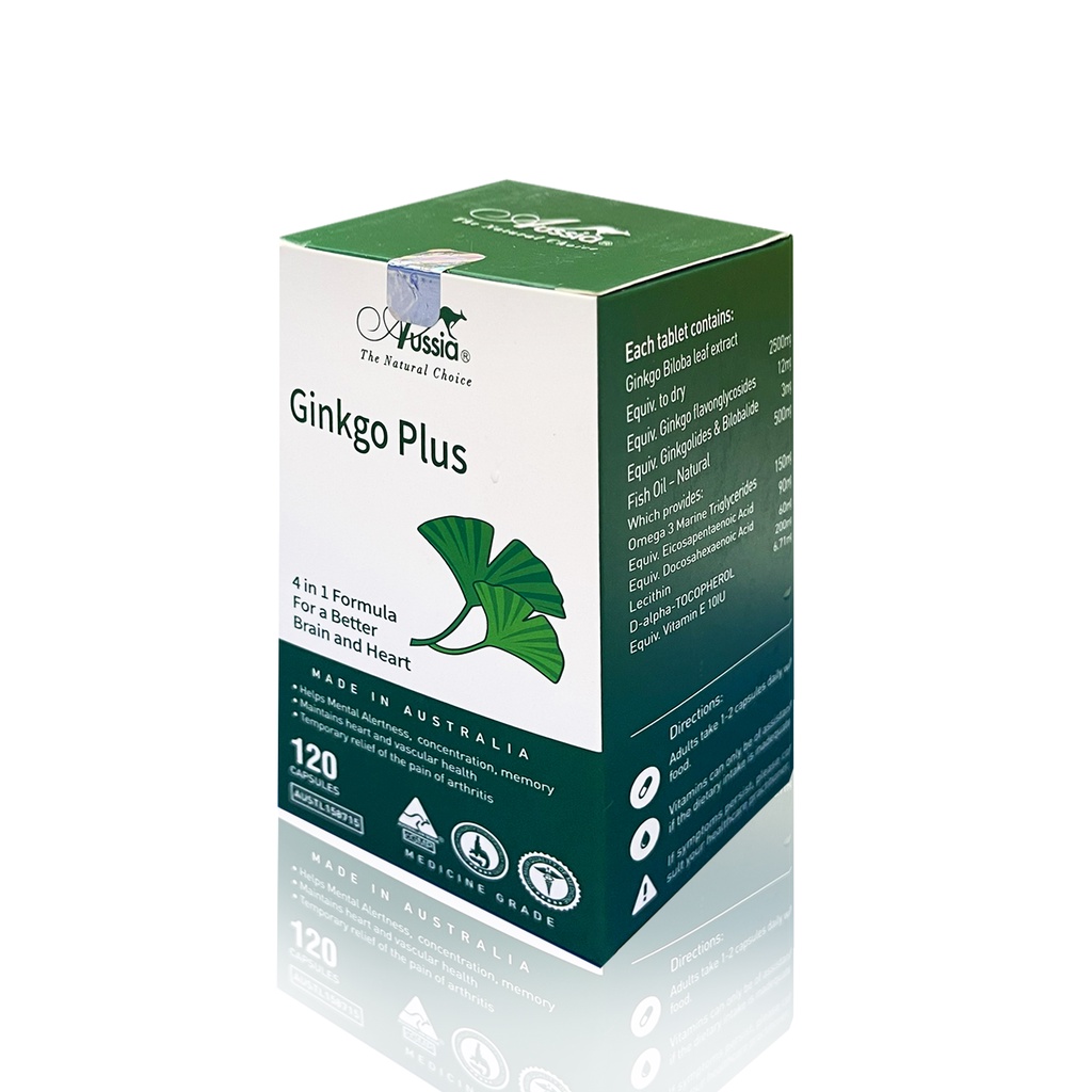 Viên Uống Tăng Cường Trí Nhớ, Hỗ Trợ Chức Năng Não - Aussia Ginkgo Plus Hộp 120 Viên Của Úc - Hàng Úc 2279