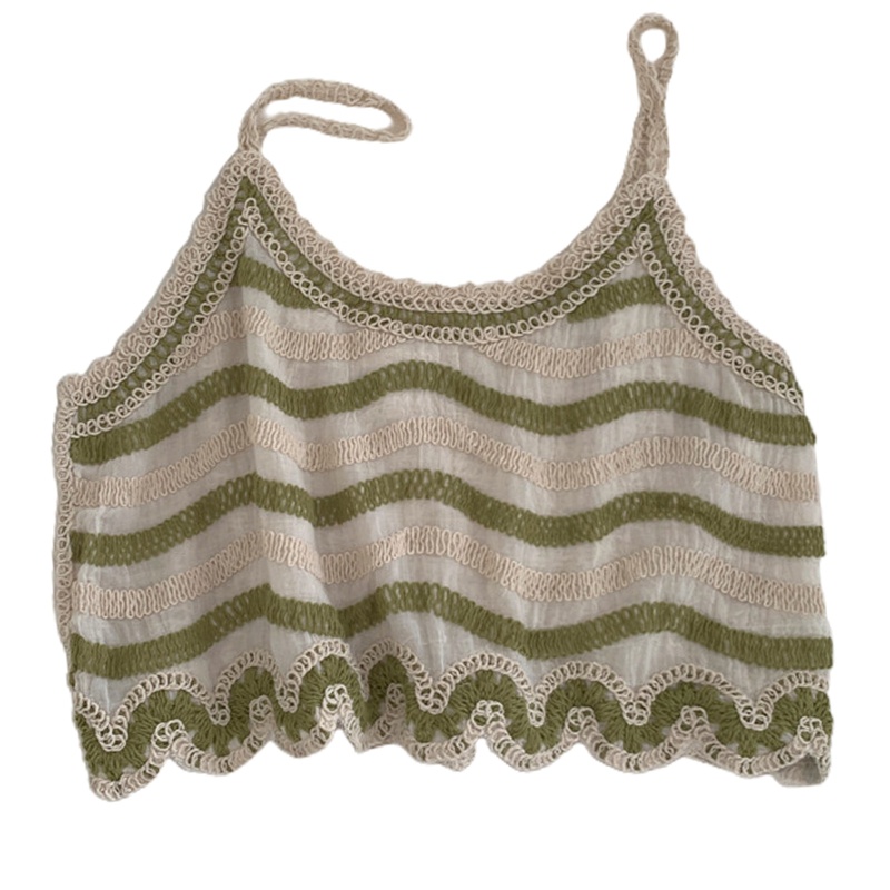 Áo Croptop Chất Liệu Cotton Lanh Thêu Họa Tiết Trái Tim Thời Trang Đi Biển Cho Nữ