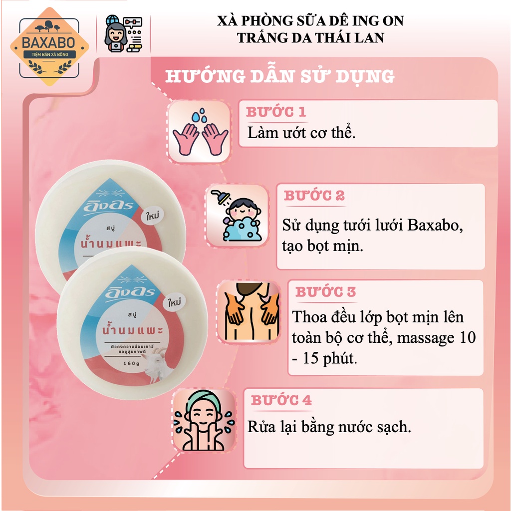 XÀ PHÒNG TRẮNG DA SỮA DÊ ING ON THÁI LAN - XÀ PHÒNG THẢO MỘC ING ON NỘI ĐỊA THÁI LAN - HÀNG CHÍNH HÃNG