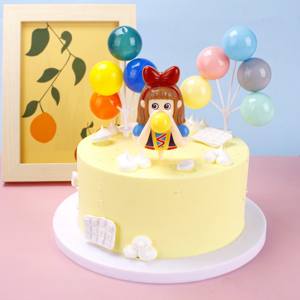 trang trí bánh kem [FREESHIP❤️] que nhựa bé gái thổi bóng