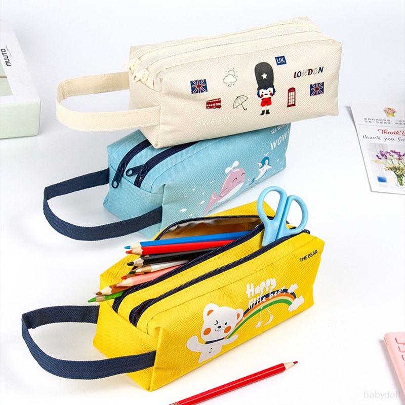 Túi Đựng Bút Bằng Vải Oxford Kích Thước Lớn In Họa Tiết Hoạt Hình Cho Trẻ Em