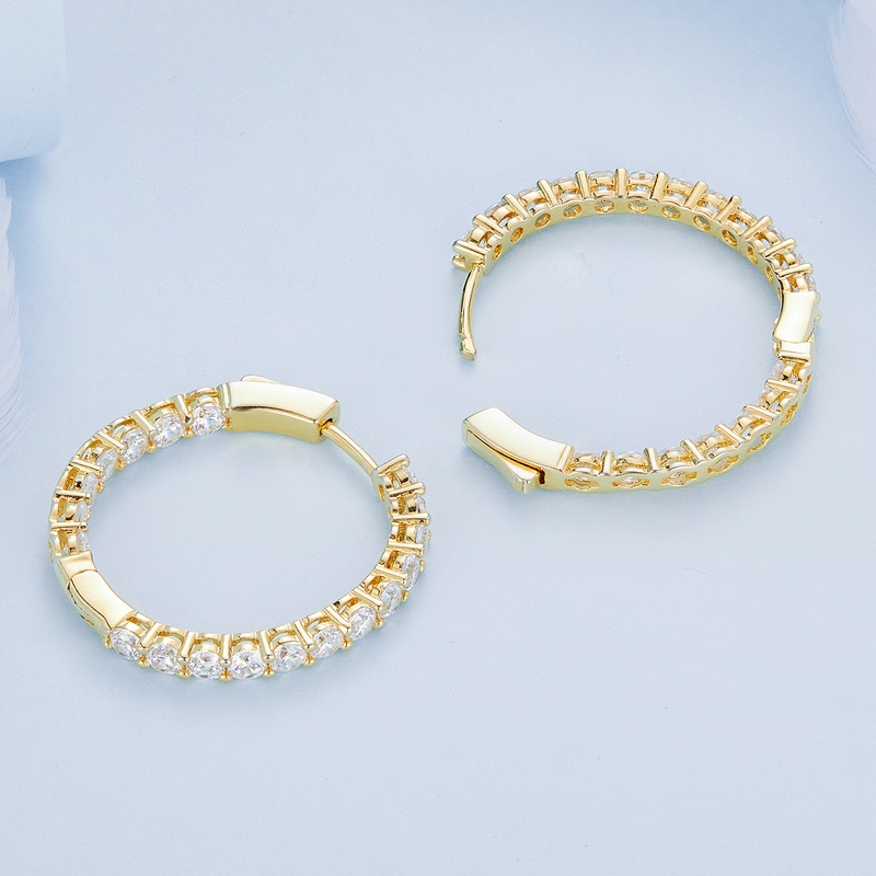 Khuyên tai BAMOER bằng bạc 925 đính đá giả thời trang cho nữ