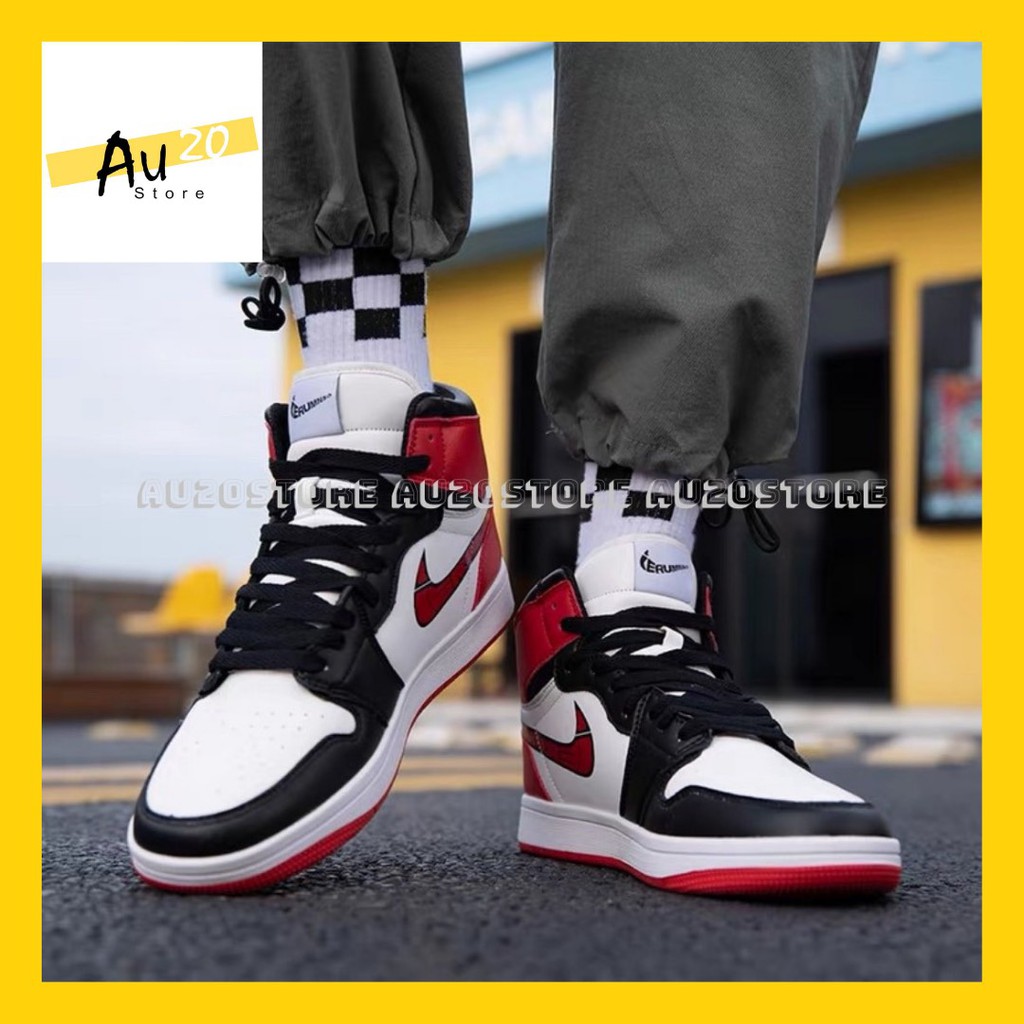 Giày Thể Thao Nam Nữ Cổ Sneaker Màu Đỏ Đen  Black Toe Phong Cách Đường Phố