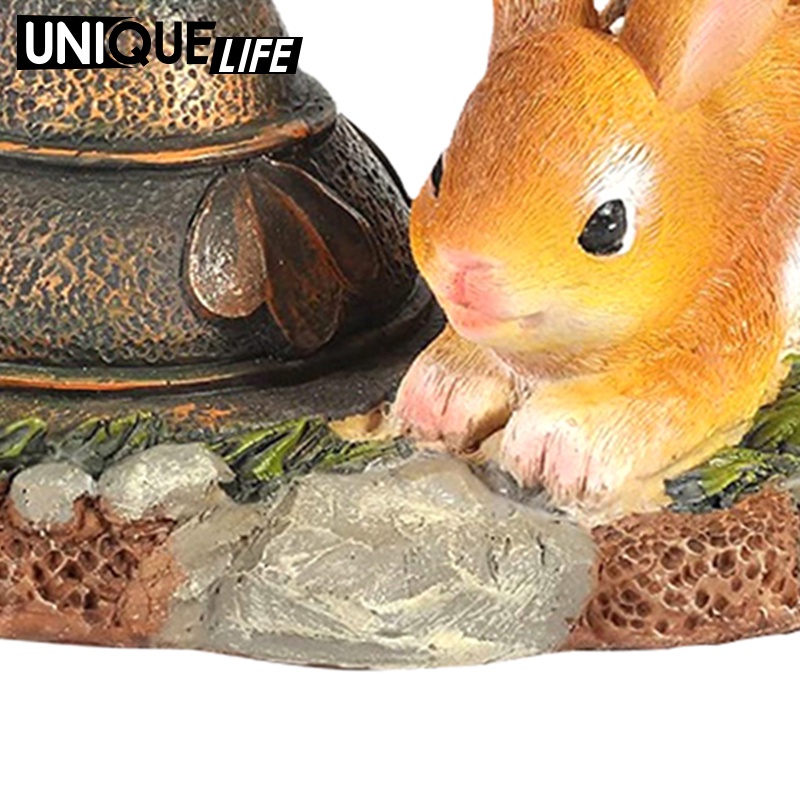 Tượng Thỏ Bằng Nhựa Resin Có Đèn LED Sử Dụng Năng Lượng Mặt Trời Trang Trí Nhà Cửa