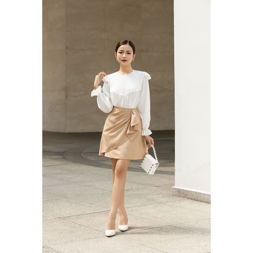 OLV - Chân Váy Plicated Tie Skirt in Beige