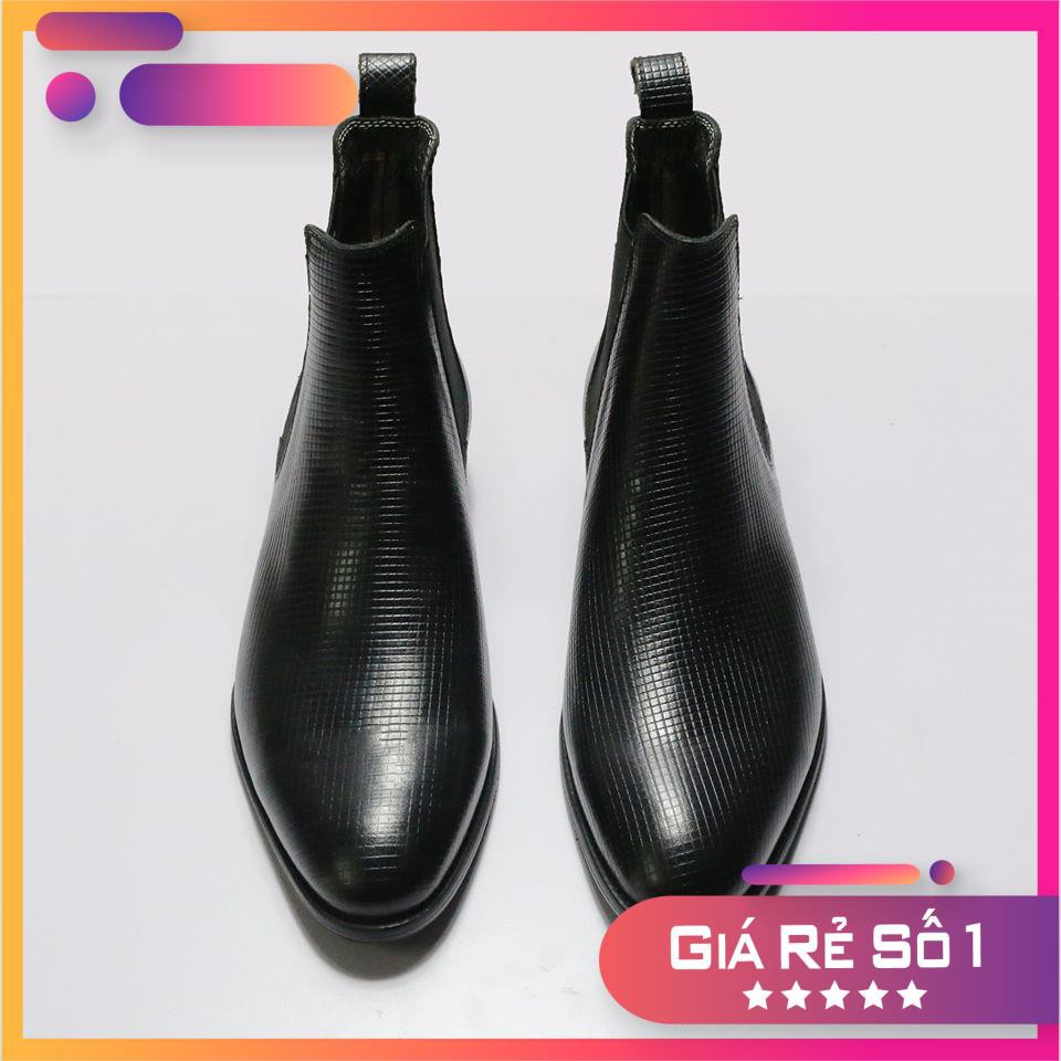 Giày Chelsea Boot Nam Da Bò thật dập vân, kiểu dáng đẹp thời trang, tăng chiều cao