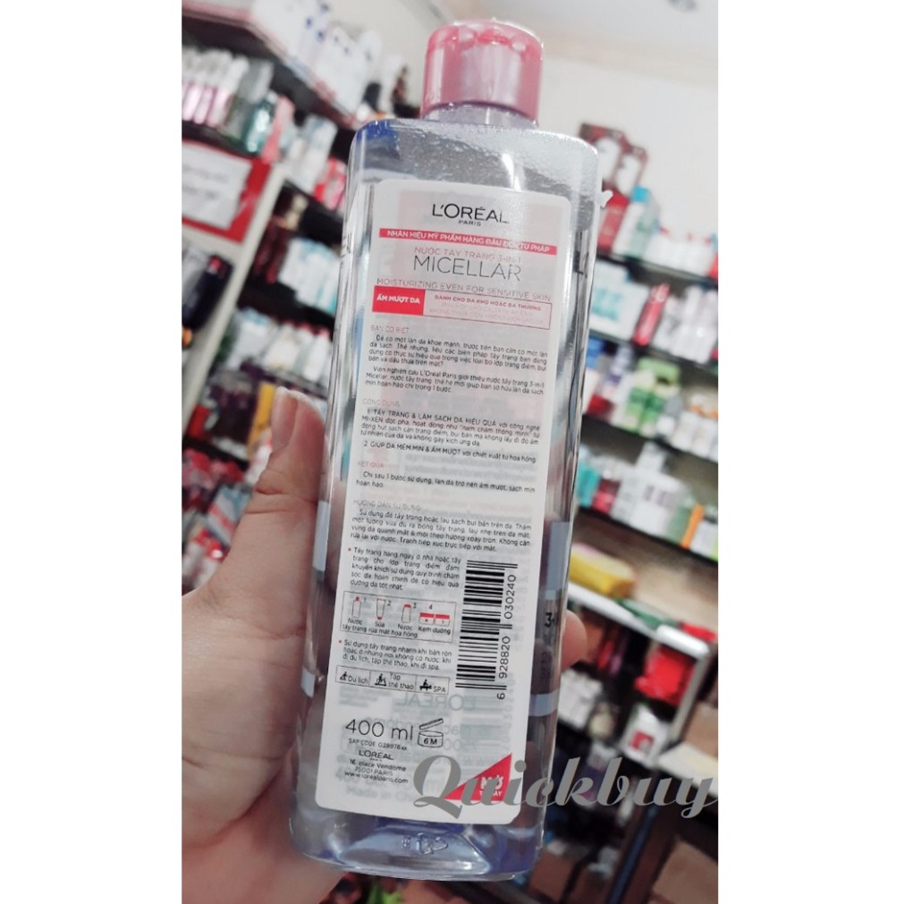 Nước tẩy trang L'Oreal Paris 3-in-1 Micellar Water 400ml