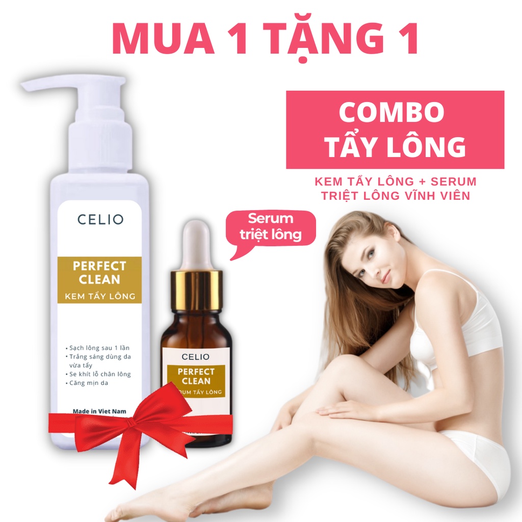 Combo Kem Tẩy Lông Celio dùng cho Bikini Vùng kín Chân Tay Nách bất chấp mọi loại lông vĩnh viễn nhanh gọn chỉ 5 phút