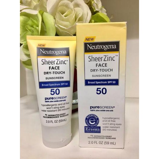 Kem chống nắng Neutrogena Sheer Zinc Face SPF 50 (59ml) (Dành cho da dầu, da mụn, nhạy cảm)