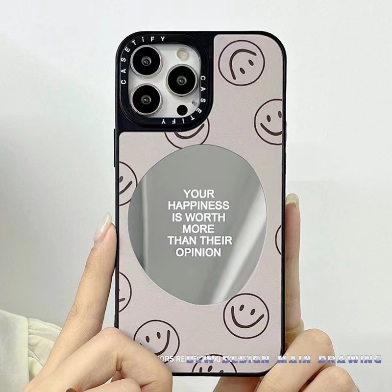 Ốp Điện Thoại Mặt Cười Tráng Gương In Chữ Tiếng Anh Cho iPhone 14 13 12 11 Pro MAX IX XS MAX XR iPhone 6 6s 7 8 Plus