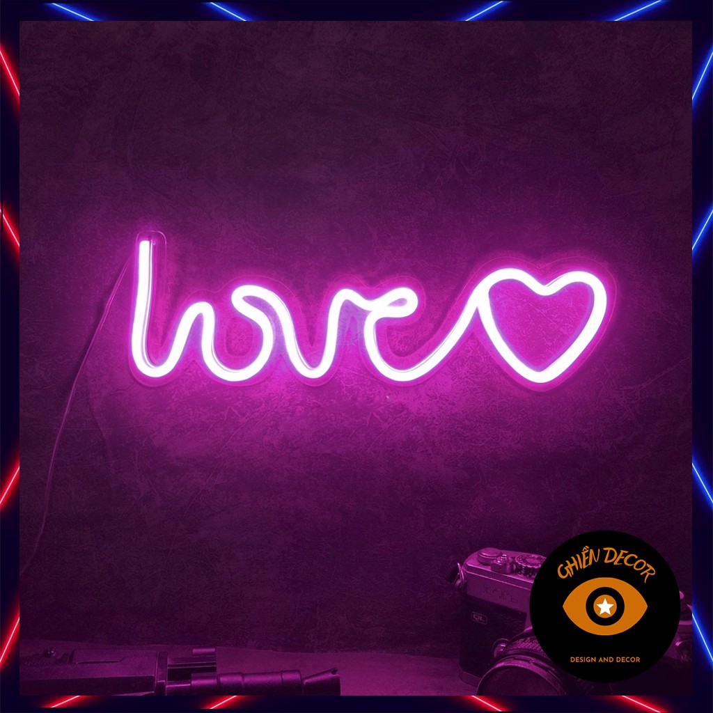 Đèn trang trí led Neon sign hình Love| Đèn neon trang trí phòng ngủ, treo tường