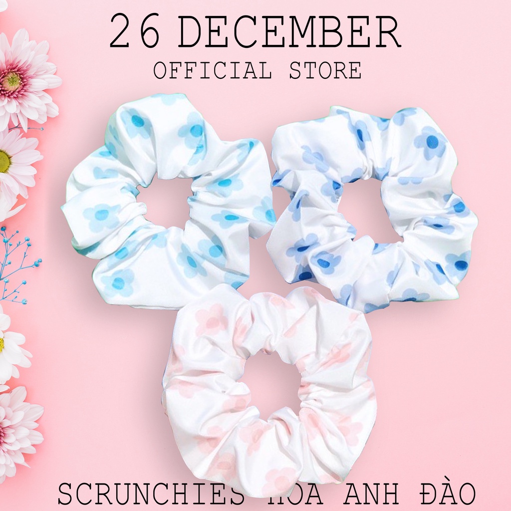 Dây buộc tóc, cột tóc scrunchies hoa anh đào dễ thương | 26 DECEMBER
