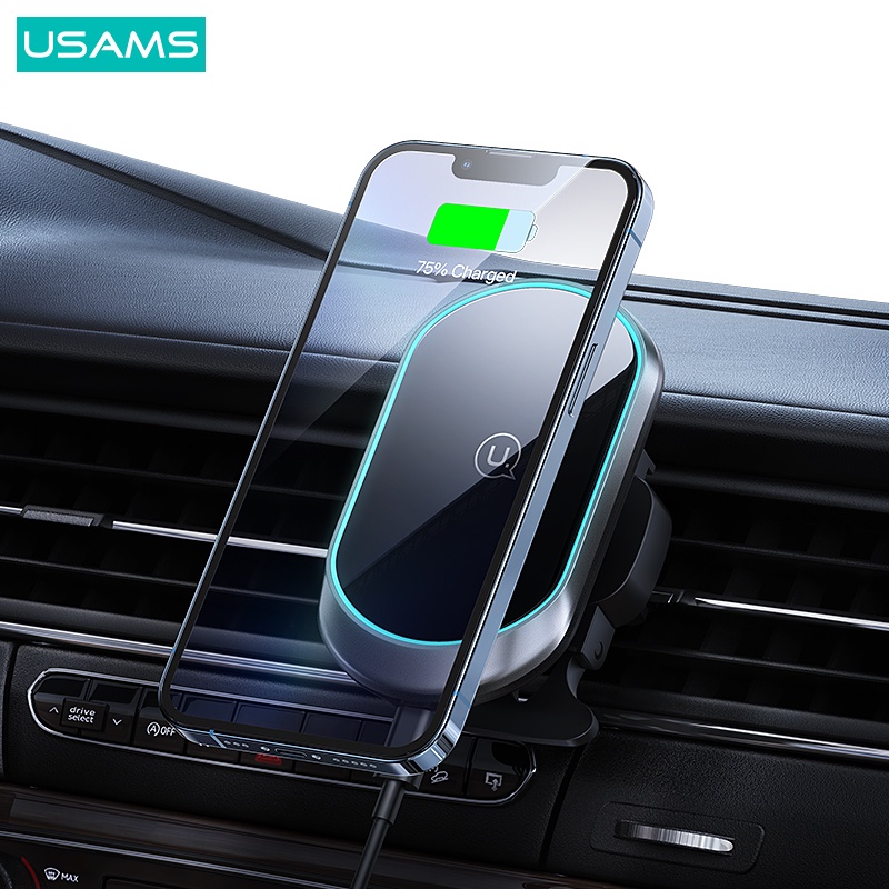Đế sạc điện thoại không dây USAMS 15W gắn xe hơi tiện lợi