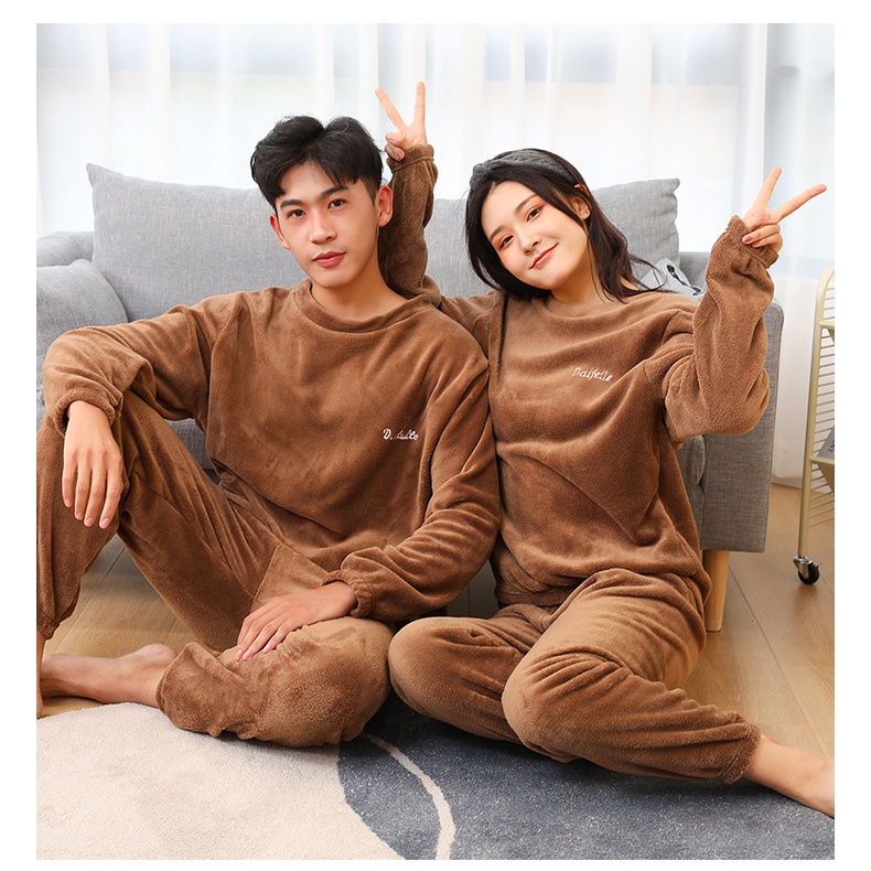 Bộ Đồ Ngủ Nam Quần Áo Mặc Ở Nhà Dài Tay Vải Nhung Bông Lông Cừu Mùa Xuân Thu Đông Đi Chơi BĐNN11