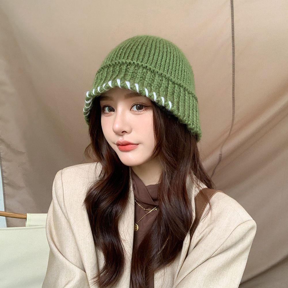 Mũ beanie giữ ấm màu trơn dễ thương cho nữ