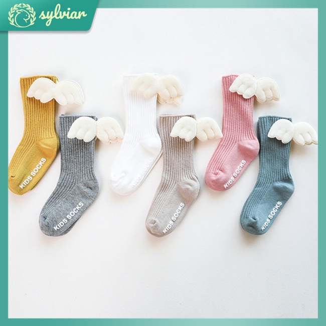 Vớ Cotton Chống Trượt Họa Tiết Hoạt Hình Có Cánh Cho Bé Từ 0-5 Tuổi