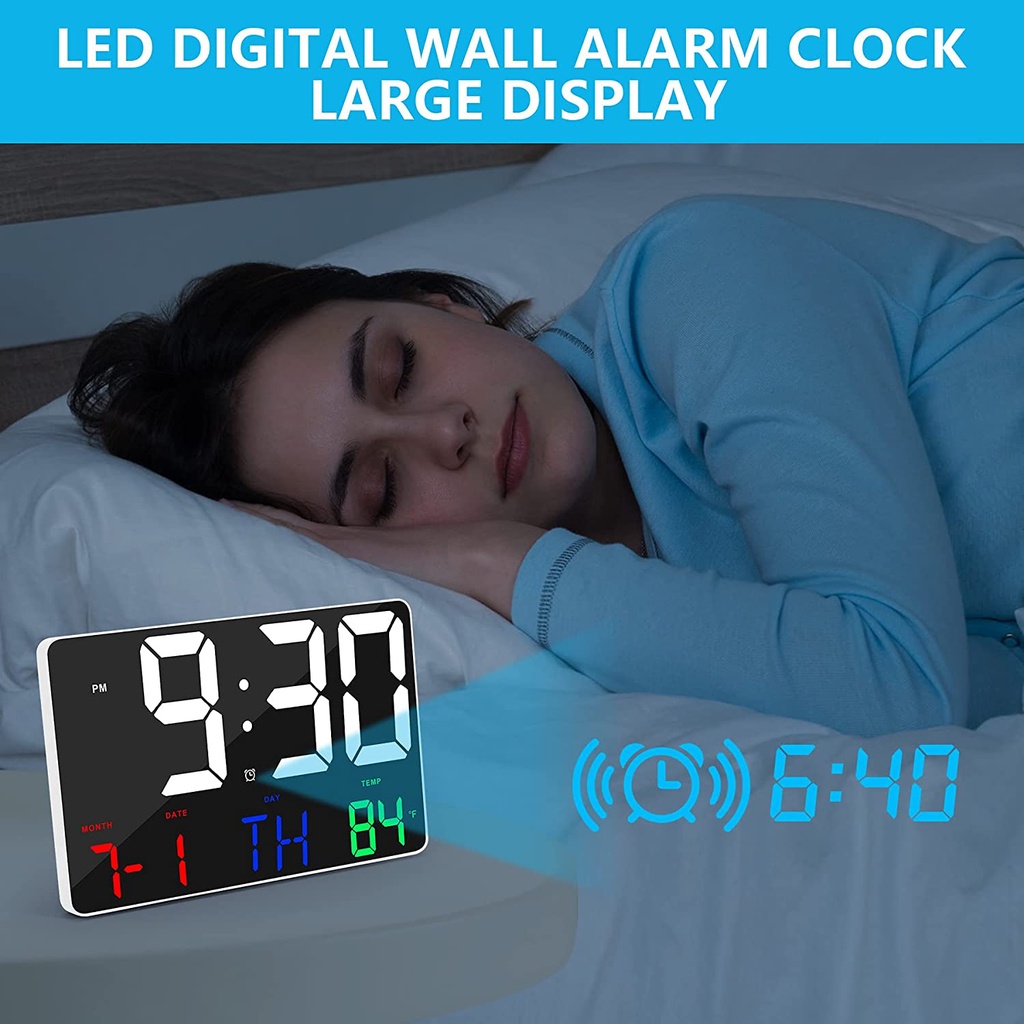 Đồng Hồ Báo Thức Điều Khiển Từ Xa Có Đèn LED Cỡ Lớn Có Thể Điều Chỉnh Tiện Dụng