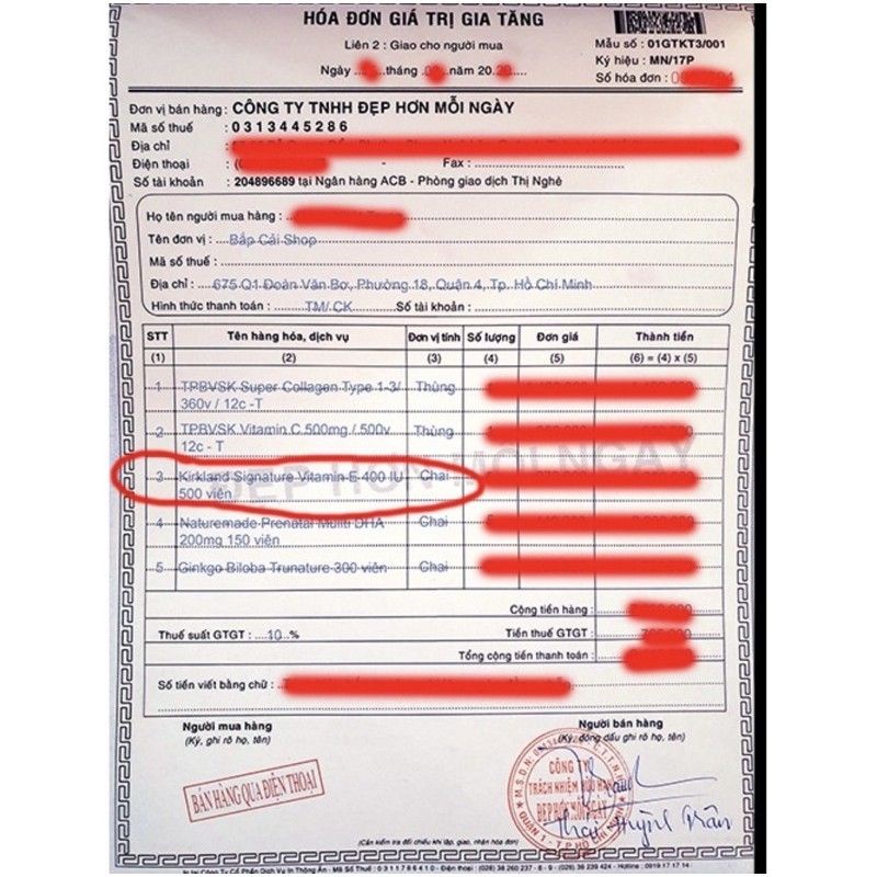 Vitamin E 400 IU Kirkland 500 Viên Của Mỹ