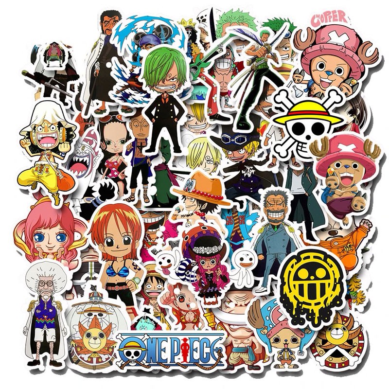 Bộ sticker One Piece Đảo hải tặc chống nước hình dán Monkey D. Luffy Roronoa Zoro Nami Sanji Trafalgar Law Nico Robin