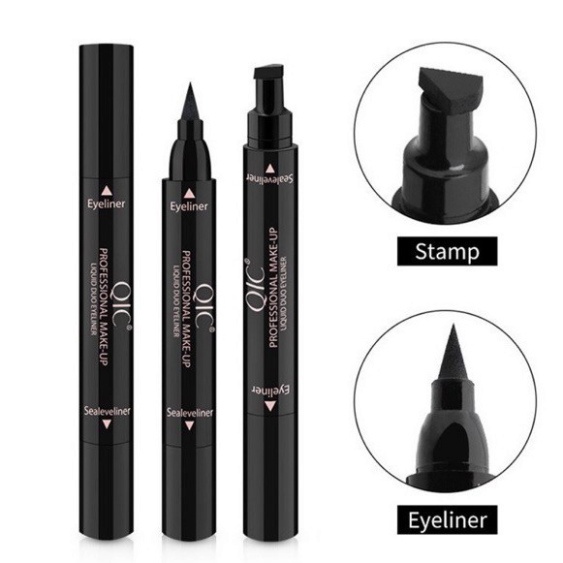 Bút Kẻ Mắt Không Thấm Nước QIC, Không Lem, Chống Trôi Nhanh Khô Có 2 Đầu Tạo Nhiều Kiểu
