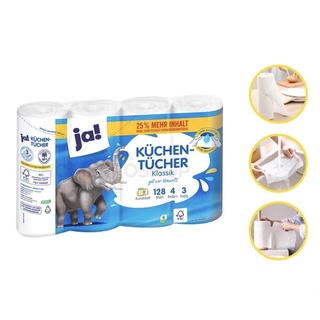 Giấy làm bếp, Giấy lau chuyên dụng cho nhà bếp, khăn giấy đa năng lau bếp Ja của Đức, thấm hút tốt, siêu dai
