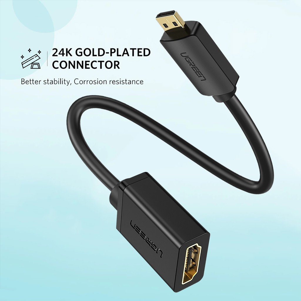 Cáp Micro HDMI ra HDMI 2.0 Hỗ trợ 4K@60Hz Cao Cấp UGREEN 20134 - Hàng Chính Hãng