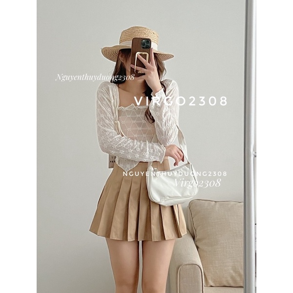 [HÀNG SẴN]SET ÁO 2S THUN REN MIX CADIGAN MỎNG SIÊU XINH
