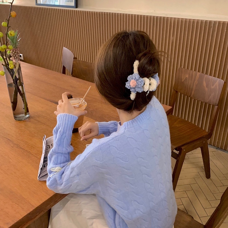 Kẹp tóc hình cá mập phủ lông dễ thương thời trang thu đông cho nữ