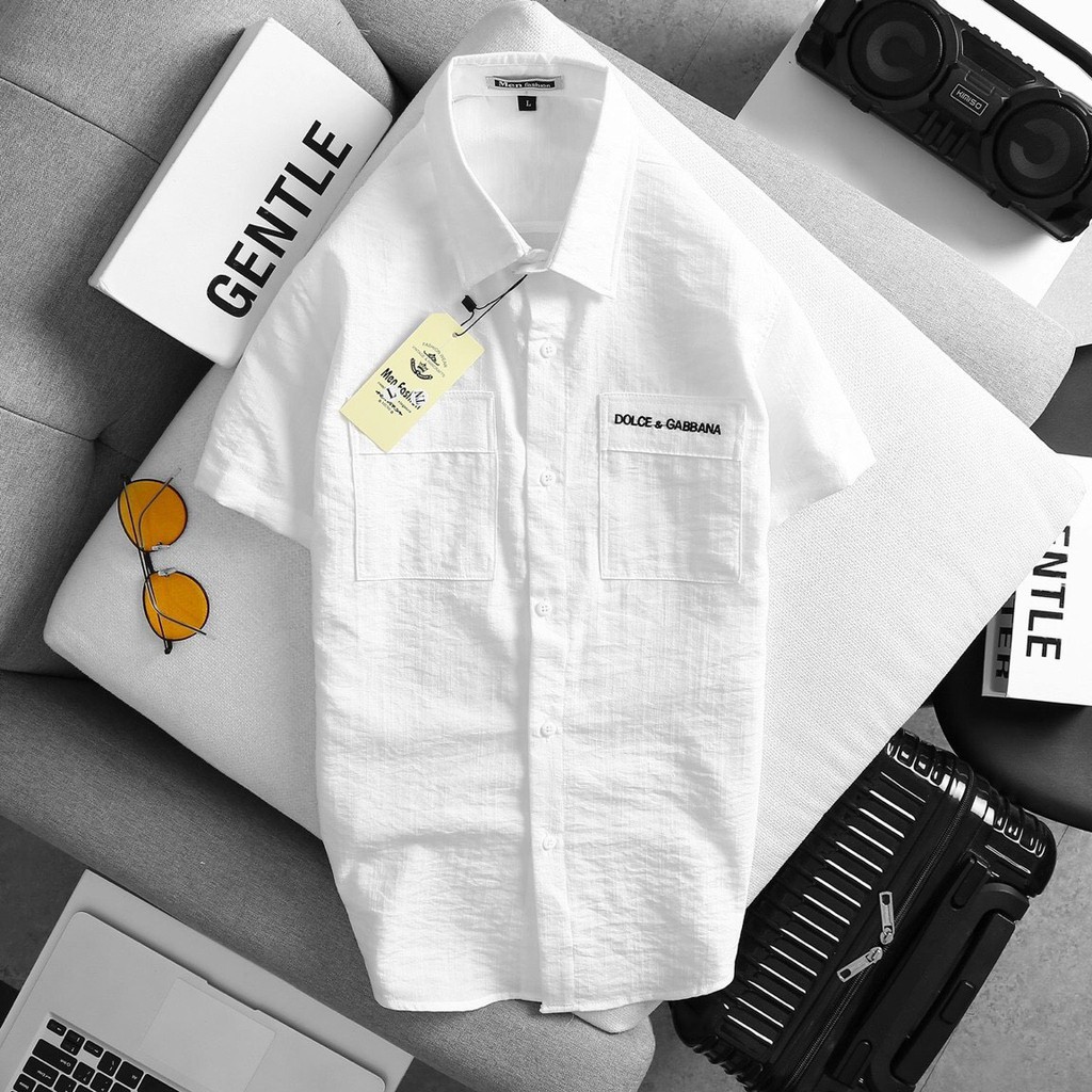 Áo sơ mi nam  ngắn tay vải đủi Thêu chứ cao cấp mã mới nhất 2021  ( LĐ Unisex Shop) | BigBuy360 - bigbuy360.vn