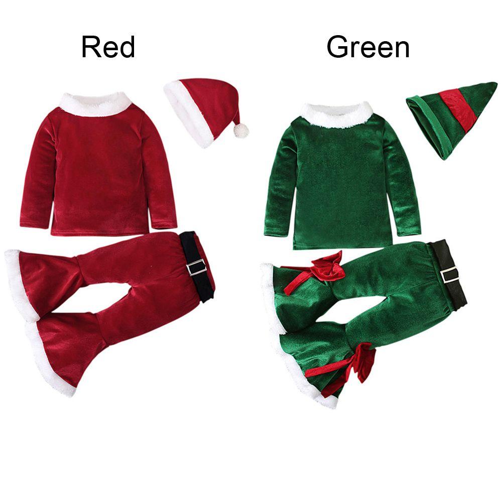 Set Đồ 4 Món Gồm Áo 12M-8T + Mũ Ông Già Noel + Dây Nịt Cho Bé Trai / Bé Gái