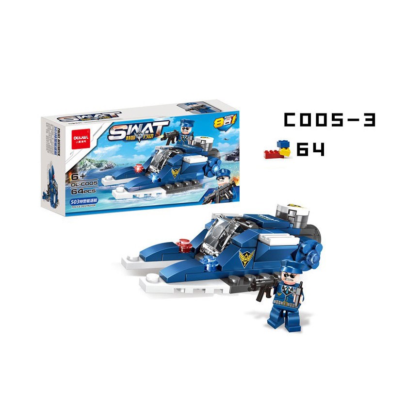 Đồ Chơi Lego Swat Cảnh Sát Mô Hình Ô Tô, Xe Tăng, Máy Bay, Tàu Ngầm, Tàu Chiến DLC005 - ToyF