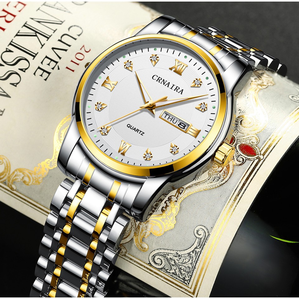 Đồng hồ nam Crnaira CR02 chính hãng, mặt đính đá tuyệt đẹp, lên tay sang trọng lịch lãm