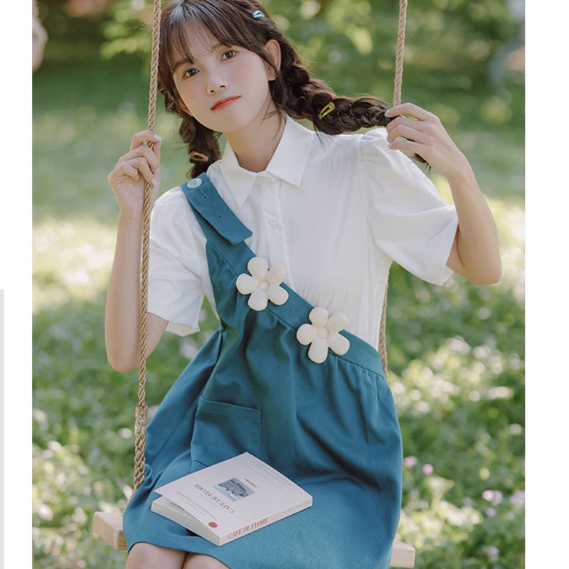 Đầm Hai Dây Mùa Hè Thắt Nơ Họa Tiết Hoa Ba Chiều Phong Cách Mới Cho Nữ