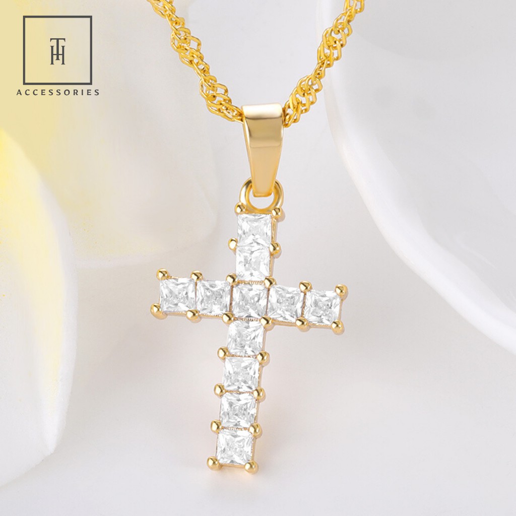 Dây chuyền HK Bạc S925 Cross Thánh Giá Diamond CTD12