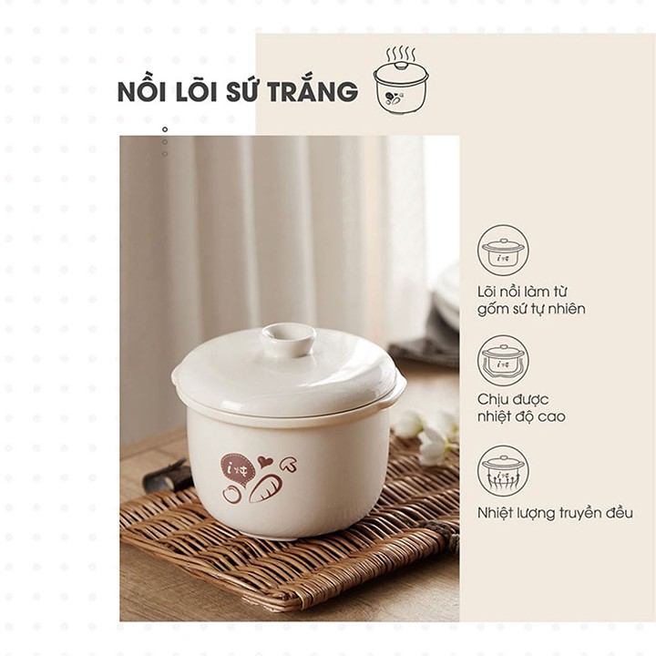 Nồi nấu cháo, ninh, hầm, cách thủy 4 in 1, Nồi hầm đa năng, nấu cháo cho bé ăn dặm