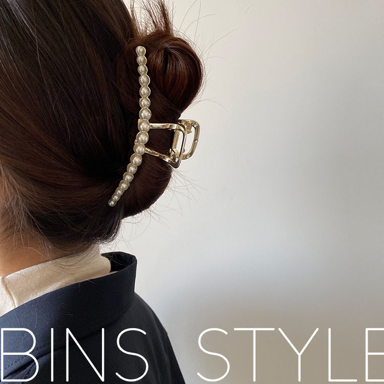 Kẹp tóc đính hạt ngọc trai siêu lớn phong cách Hàn Quốc thời trang thanh lịch