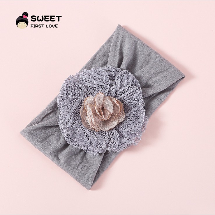 Turban- băng đô cotton cho bé cotton mềm mịn hoa ren